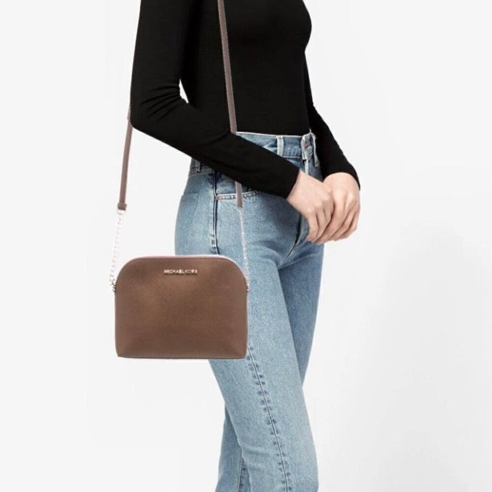 MICHAEL KORS Saffiano Leather Dome Crossbody
